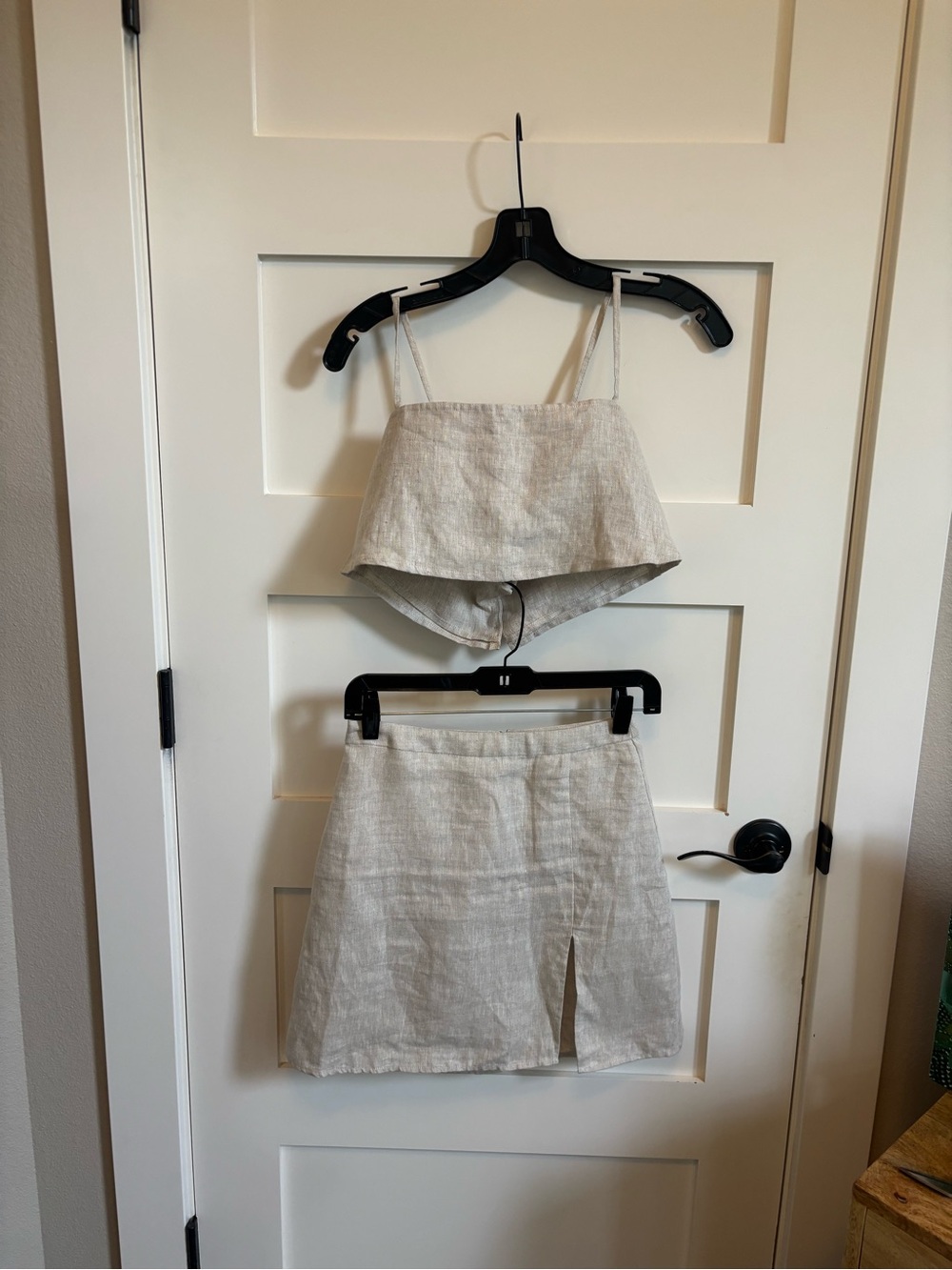 Reformation Cream Linen Mini Skirt Set